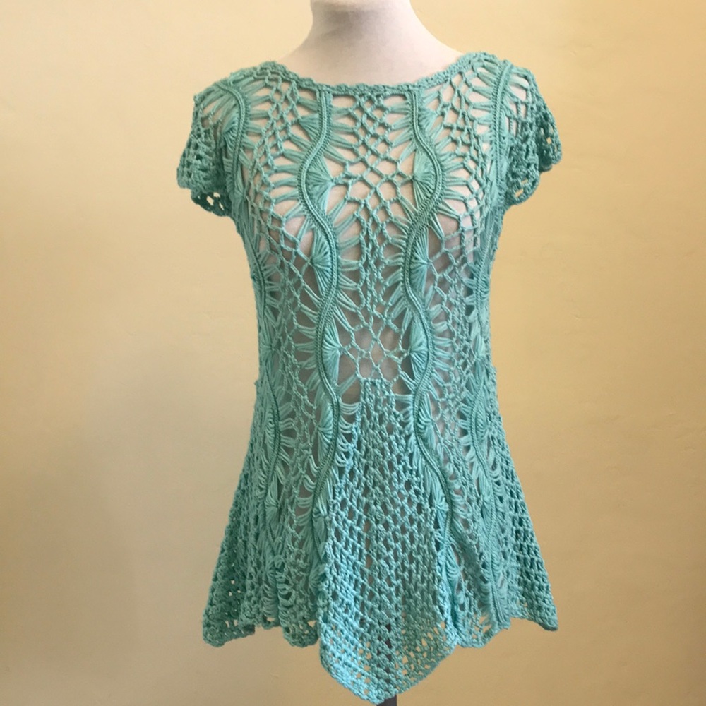 Seafoam Green Crochet Knit Top